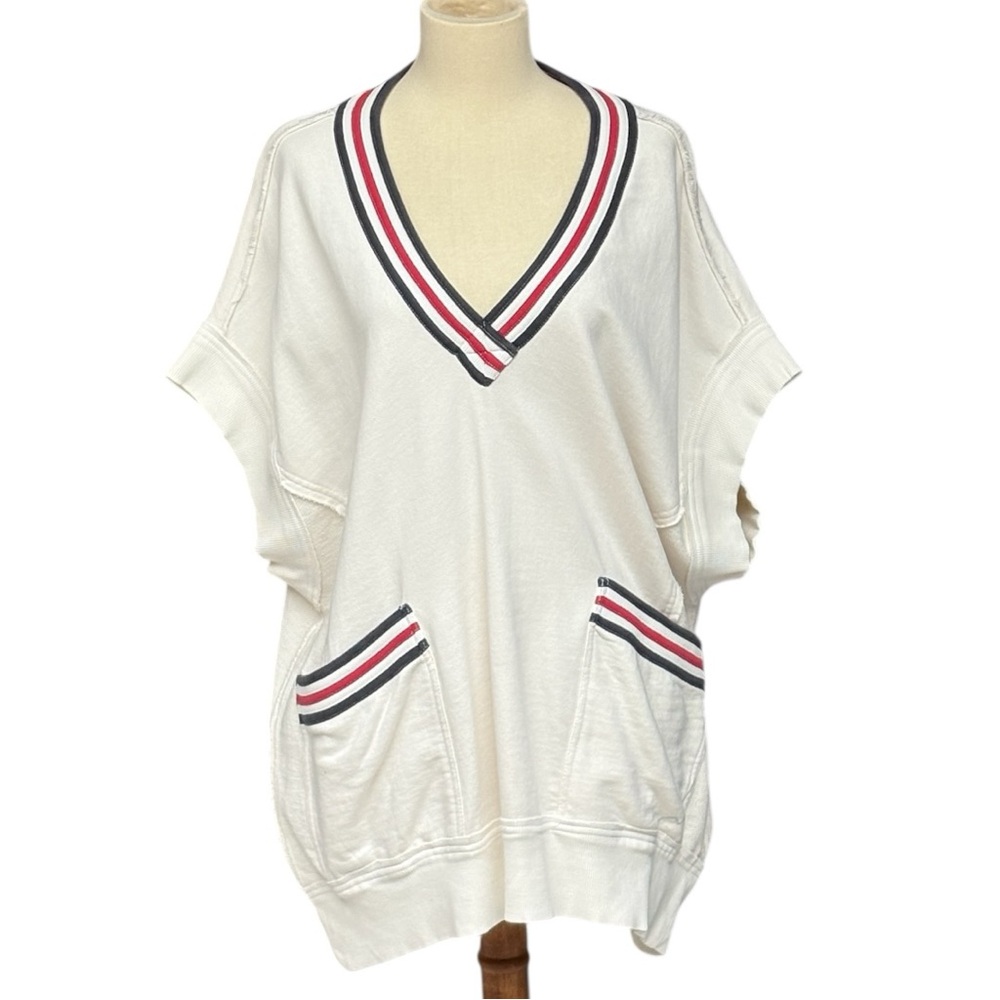 We The Free Free People Ivory Ivy Oversized V-Neck Sweater Vest Size Medium NWT - Picture 6 of 13